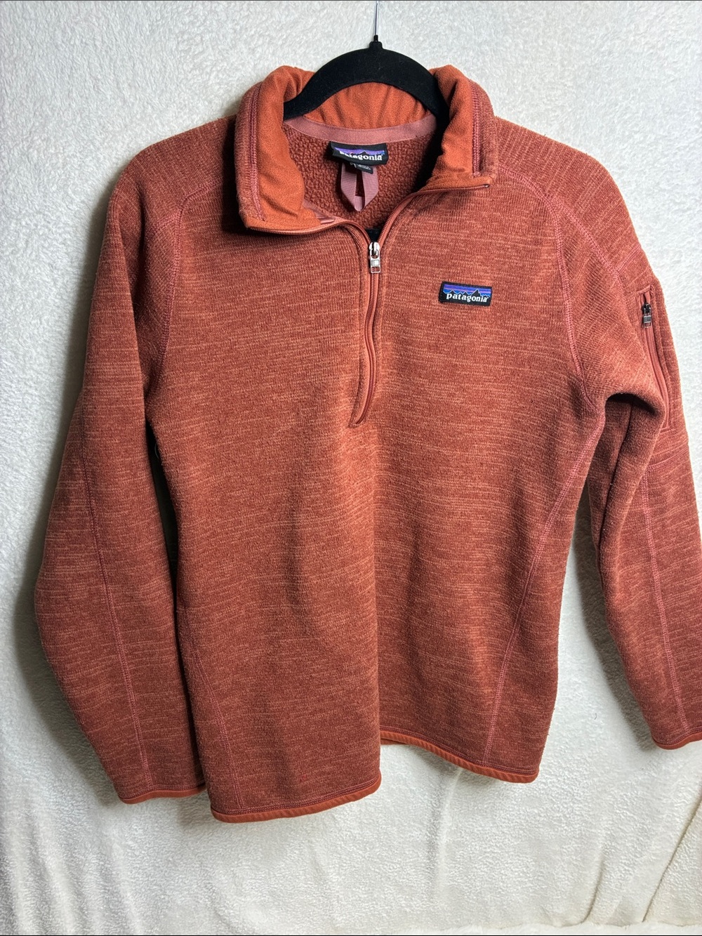 Patagonia woman’s Zip-Up Fleece Pullover - Rust Orange